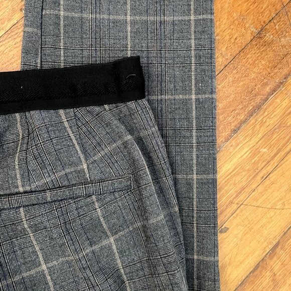 Zara Basic gray white checkered dress pants slim leg style trousers comfortable - Picture 4 of 5